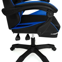 Fauteuil de gaming ALEX réglable avec repose-pied, coussin de tête et coussin lombaire noir et bleu