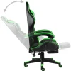Fauteuil de jeux vidéo avec repose-pied Noir et vert Similicuir vidaXL