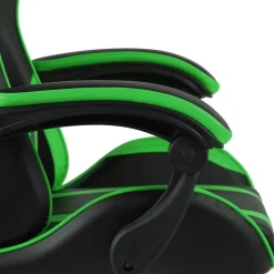 Fauteuil de jeux vidéo avec repose-pied Noir et vert Similicuir vidaXL