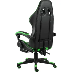 Fauteuil de jeux vidéo avec repose-pied Noir et vert Similicuir vidaXL