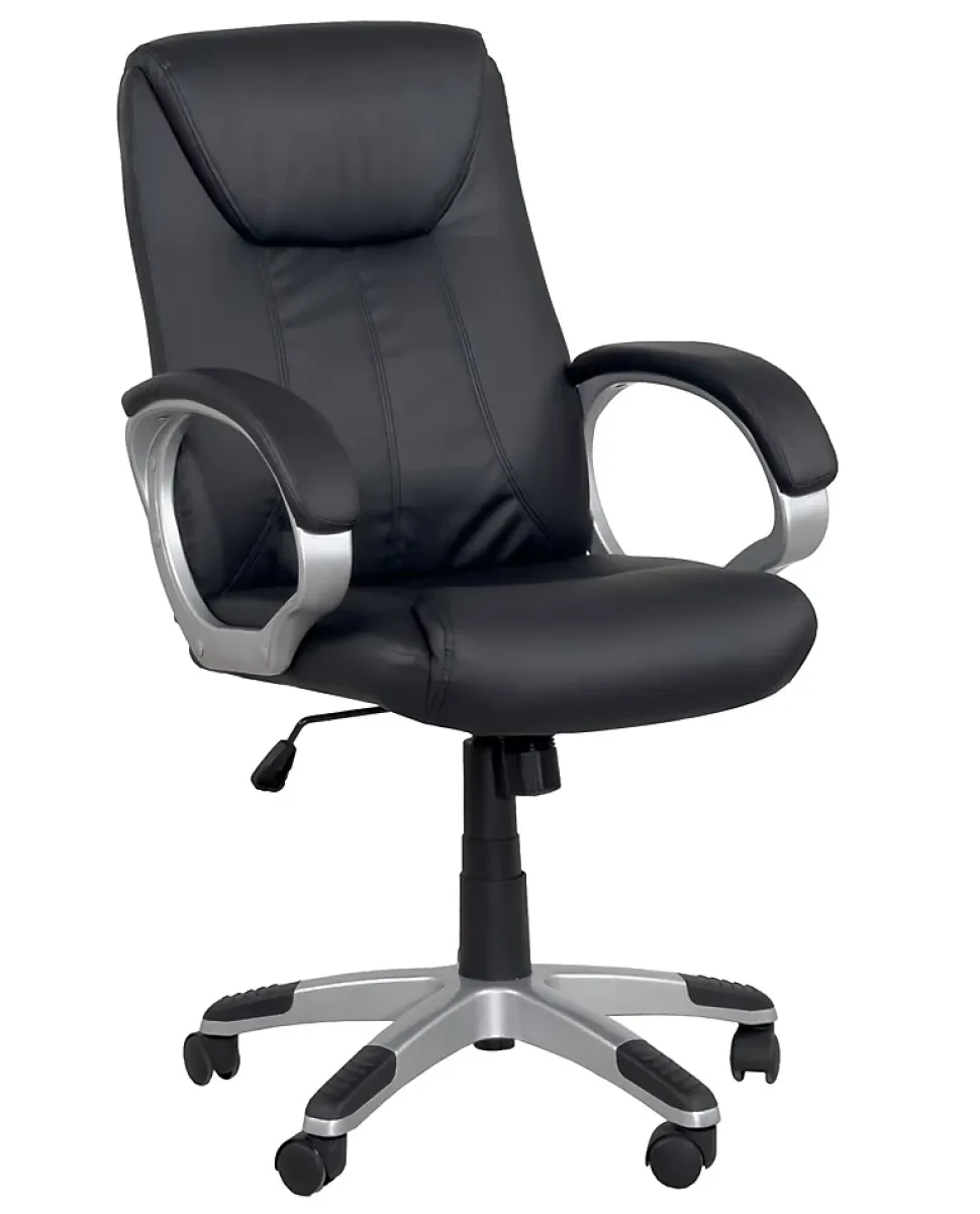 Fauteuil Direction Simili Basculante Hauteur Réglable Pivotant Accoudoirs Rembourrés BORA (noir)