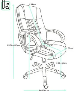 Fauteuil Direction Simili Basculante Hauteur Réglable Pivotant Accoudoirs Rembourrés BORA (gris)