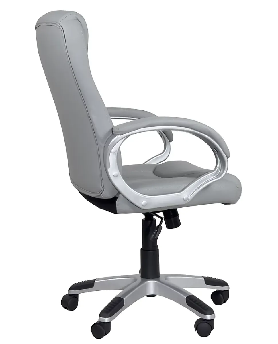 Fauteuil Direction Simili Basculante Hauteur Réglable Pivotant Accoudoirs Rembourrés BORA (gris)