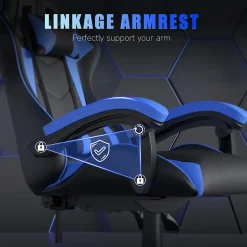 Fauteuil gamer ergonomique en similicuir avec support lombaire et appuie-tête