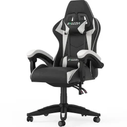Fauteuil gamer ergonomique en similicuir avec support lombaire et appuie-tête
