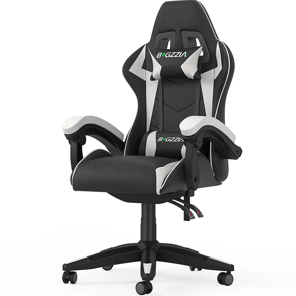 Fauteuil gamer ergonomique en similicuir avec support lombaire et appuie-tête