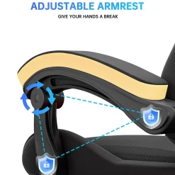 Fauteuil gamer ergonomique avec repose-pieds, dossier inclinable et support lombaire