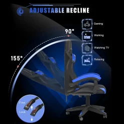 Fauteuil gamer LED RGB ergonomique en similicuir avec support lombaire réglable