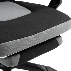 Fauteuil gaming chaise gamer dossier et hauteur réglable roulettes pivotantes repose-pied tissu maille gris noir