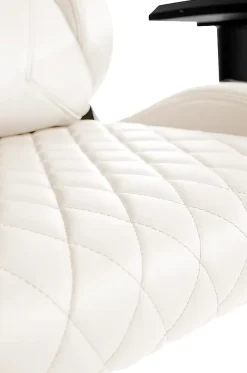 Fauteuil gaming en cuir, hauteur réglable, dossier inclinable, coussin lombaire, pivotant Blanc