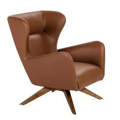 Fauteuil Pivotant en Similicuir Marron avec Accoudoirs Modernes