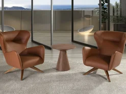 Fauteuil Pivotant en Similicuir Marron avec Accoudoirs Modernes