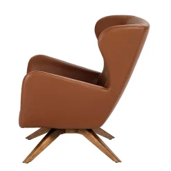 Fauteuil Pivotant en Similicuir Marron avec Accoudoirs Modernes