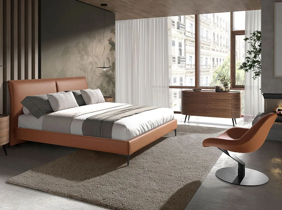 Fauteuil pivotant en similicuir marron moderne et élégant