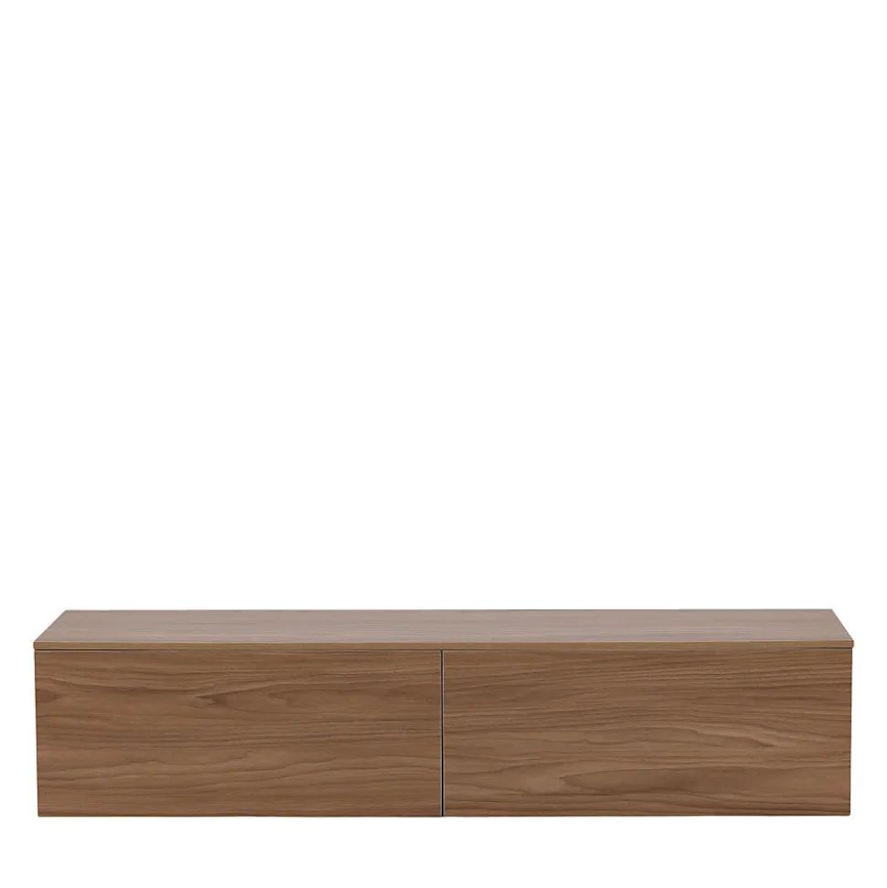 Frihamn - Meuble TV suspendu 2 tiroirs en bois L160cm - Bois foncé