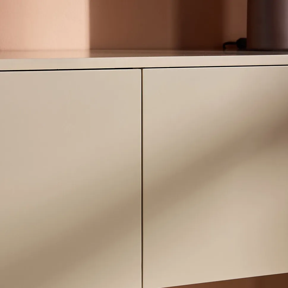 Frihamn - Meuble TV suspendu 2 tiroirs en bois L160cm - Beige