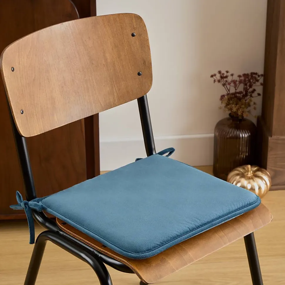 Galette de chaise Lilou bleu egéen 38x38cm - Atmosphera