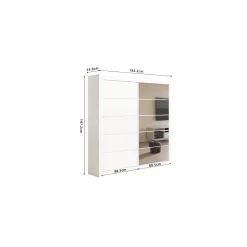 Garde Robe MILS, armoire 2 portes coulissantes avec miroir coloris blanc