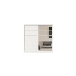 Garde Robe MILS, armoire 2 portes coulissantes avec miroir coloris blanc