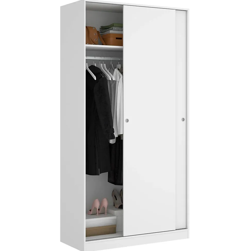 Garde-robe 2 portes Abigale, Cintre pour chambre à coucher, Armoire polyvalente, 100x50h204 cm, Blanc