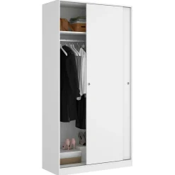 Garde-robe 2 portes Abigale, Cintre pour chambre à coucher, Armoire polyvalente, 100x50h204 cm, Blanc