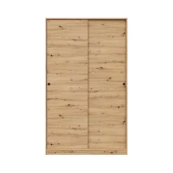 Garde-robe 2 portes Adrenalin, Armoire de chambre, Armoire avec 4 étagères et tringle à vêtements, 120x50h200 cm, Chêne Nodi