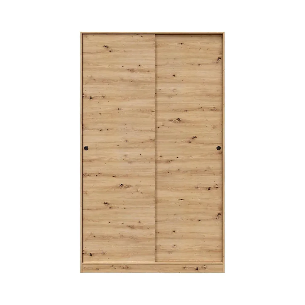 Garde-robe 2 portes Adrenalin, Armoire de chambre, Armoire avec 4 étagères et tringle à vêtements, 120x50h200 cm, Chêne Nodi