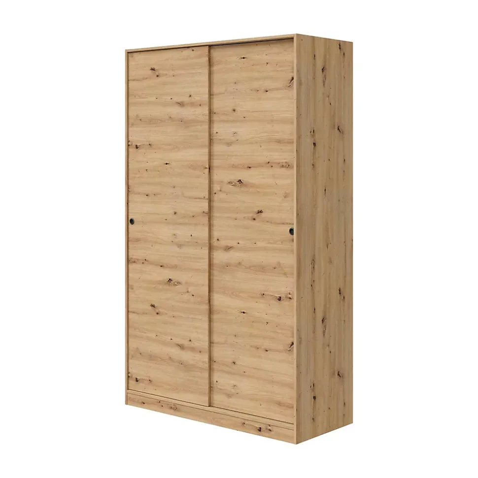 Garde-robe 2 portes Adrenalin, Armoire de chambre, Armoire avec 4 étagères et tringle à vêtements, 120x50h200 cm, Chêne Nodi