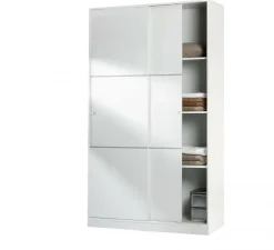 Garde-robe 2 portes Adrenalin, Armoire de chambre, Armoire avec 4 étagères et tringle à vêtements, 120x50h200 cm, Blanc