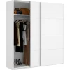Garde-robe 2 portes Alias, Cintre pour chambre à coucher, Armoire polyvalente, 180x65h204 cm, Blanc
