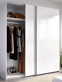 Garde-robe 2 portes Alias, Cintre pour chambre à coucher, Armoire polyvalente, 180x65h204 cm, Blanc