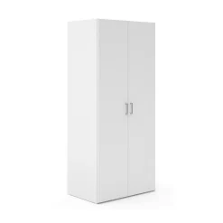 Garde-robe 2 portes Alibabba, Meubles de chambre, Penderie de plain-pied, Placard à vêtements, 77x49 h175 cm, Blanc