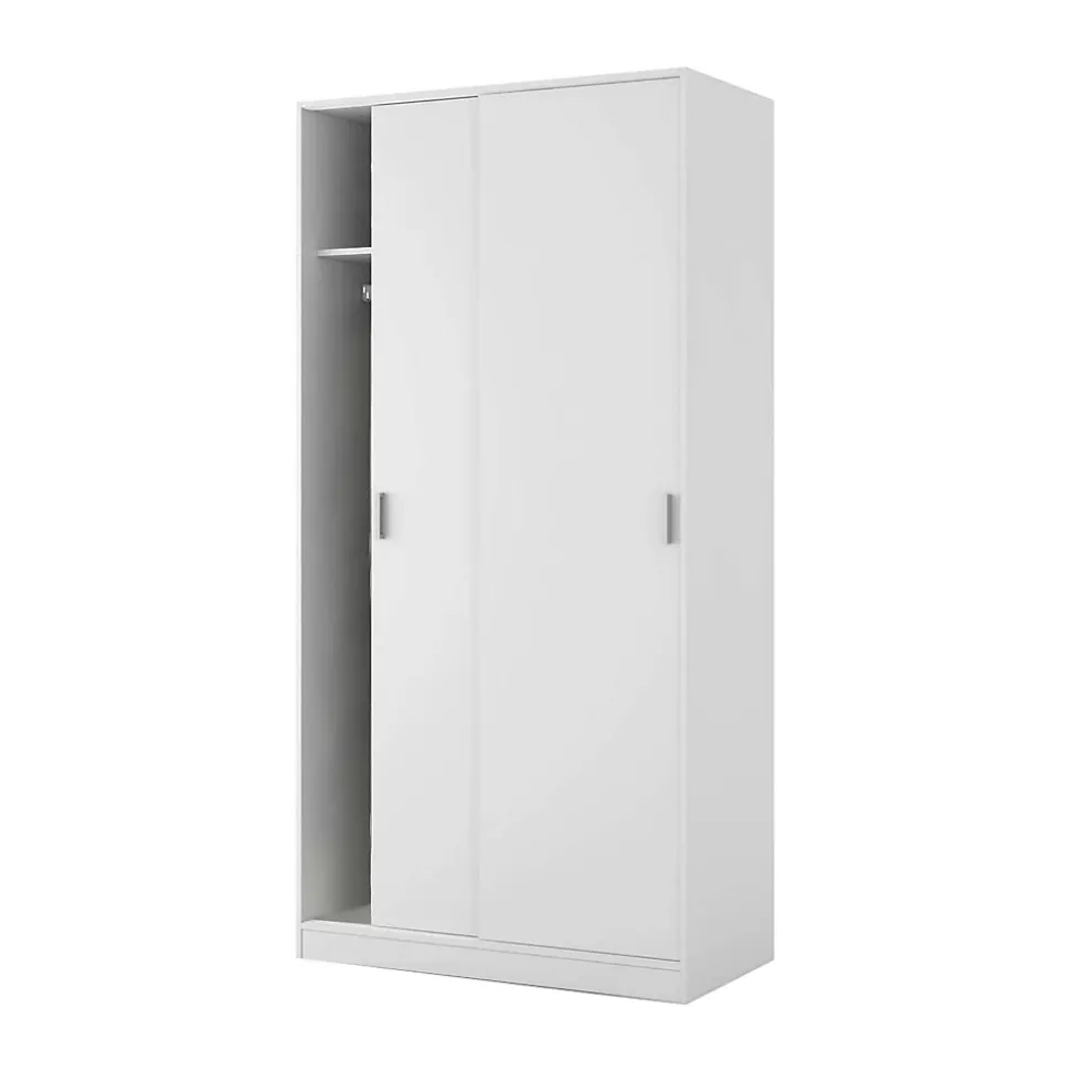 Garde-robe 2 portes Alt, armoire de chambre, armoire avec étagère et tringle à vêtements, 100x50h200 cm, blanc