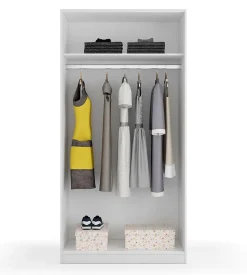 Garde-robe 2 portes Alt, armoire de chambre, armoire avec étagère et tringle à vêtements, 100x50h200 cm, blanc