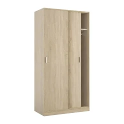 Garde-robe 2 portes Alt, armoire de chambre, armoire avec étagère et tringle à vêtements, 100x50h200 cm, chêne