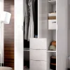 Garde-robe 3 portes Anabela, Cintre pour chambre à coucher, armoire 3 tiroirs, 135x52h204 cm, Blanc