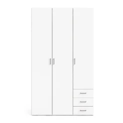 Garde-robe 3 portes Aquilone, Meubles de chambre, Penderie de plain-pied, Placard à vêtements, 115x49 h200 cm, Blanc