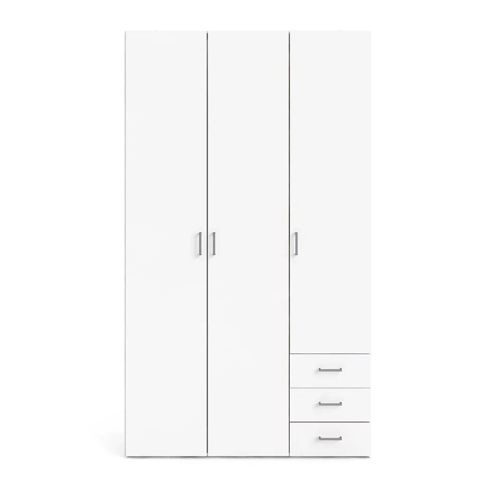 Garde-robe 3 portes Aquilone, Meubles de chambre, Penderie de plain-pied, Placard à vêtements, 115x49 h200 cm, Blanc