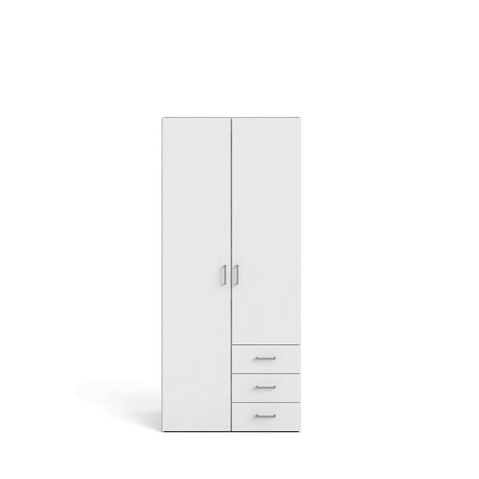 Garde-robe 2 portes Arci, Meubles de chambre, Penderie de plain-pied, Placard à vêtements, 77x49 h175 cm, Blanc