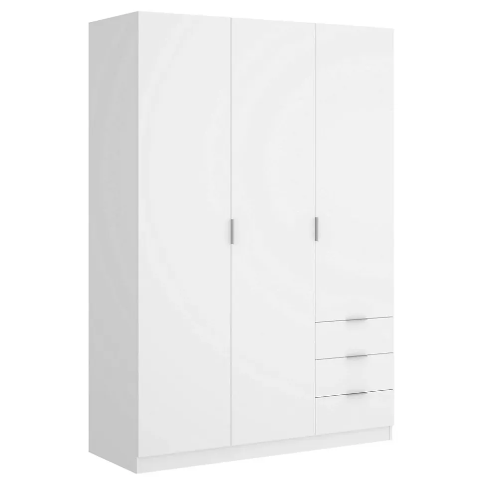 Garde-robe 3 portes Astru, Cintre pour chambre, armoire 3 tiroirs, 121x52h184 cm, Blanc