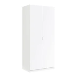 Garde-robe 2 portes Avik, Armoire de Chambre, Meubles de Chambre avec 1 étagère et tringle à vêtements, 82x52h180 cm, Blanc
