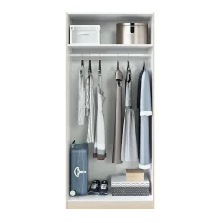 Garde-robe 2 portes Avik, Armoire de chambre, Meubles de chambre avec 1 étagère et tringle à vêtements, 82x52h180 cm, Chêne