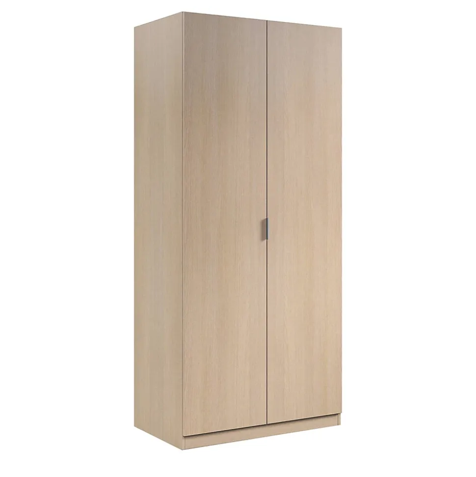 Garde-robe 2 portes Avik, Armoire de chambre, Meubles de chambre avec 1 étagère et tringle à vêtements, 82x52h180 cm, Chêne