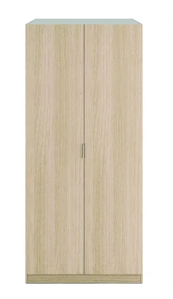 Garde-robe 2 portes Avik, Armoire de chambre, Meubles de chambre avec 1 étagère et tringle à vêtements, 82x52h180 cm, Chêne