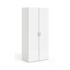 Garde-robe 2 portes Danny, Meubles de chambre, Penderie de plain-pied, Placard à vêtements, 78x50 h175 cm, Blanc