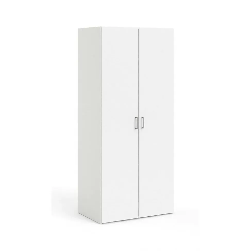 Garde-robe 2 portes Danny, Meubles de chambre, Penderie de plain-pied, Placard à vêtements, 78x50 h175 cm, Blanc