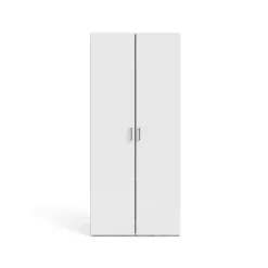 Garde-robe 2 portes Danny, Meubles de chambre, Penderie de plain-pied, Placard à vêtements, 78x50 h175 cm, Blanc