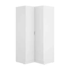 Garde-robe 2 portes Elgon, Armoire d'angle pour chambre à coucher, Armoire d'angle, 91x93h184 cm, Blanc
