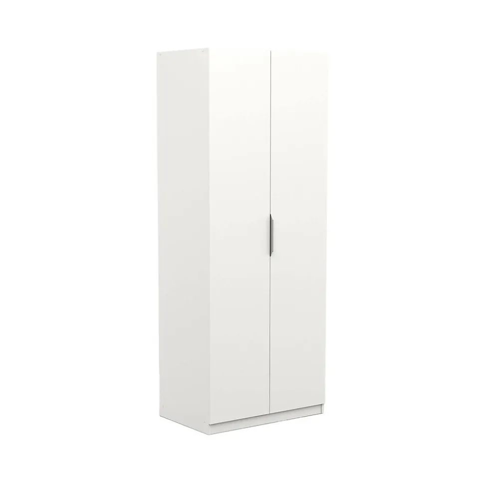 Garde-robe 2 portes Fioretta, Meubles de chambre, Penderie de plain-pied, Placard à vêtements, 79x51 h203 cm, Blanc mat