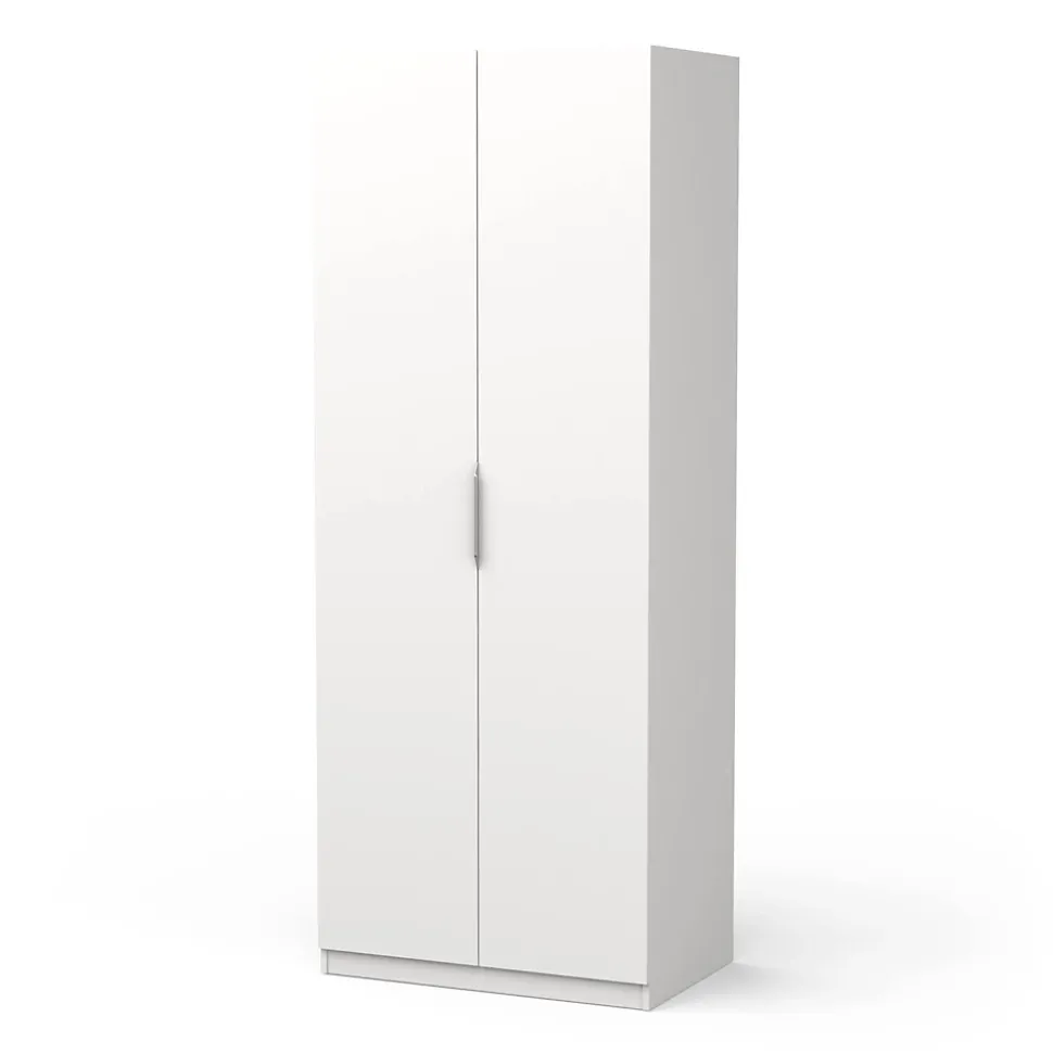 Garde-robe 2 portes Fioretta, Meubles de chambre, Penderie de plain-pied, Placard à vêtements, 79x51 h203 cm, Blanc mat